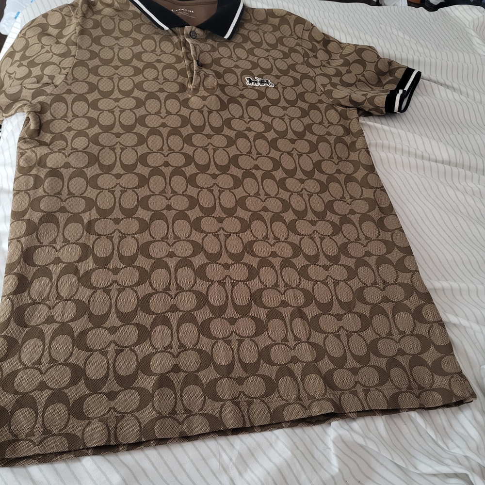 Coach Tan Signature Pattern Polo